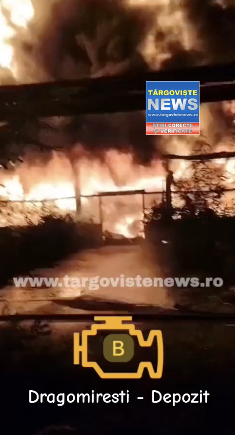 VIDEO: Primele imagini cu incendiul violent produs lângă depozitul de armament de la Dragomirești. Peste autorități s-a așternut tăcerea